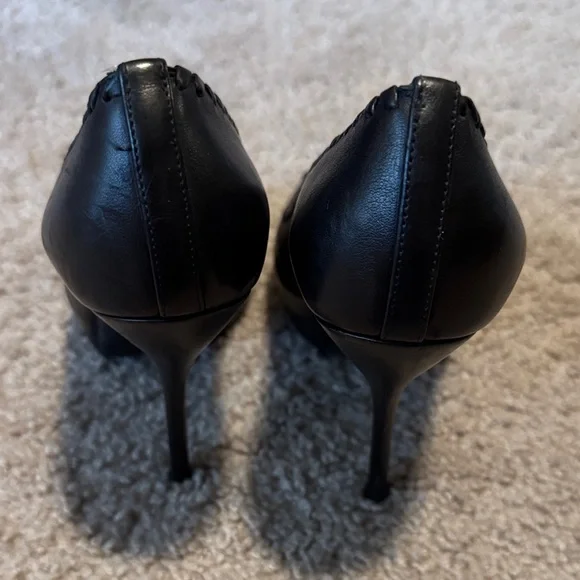 Gucci Black Leather Peep-Toe Heels - Picture 4 of 7